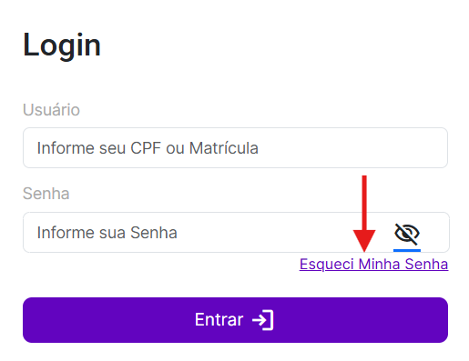 Tela de Esqueci Minha Senha