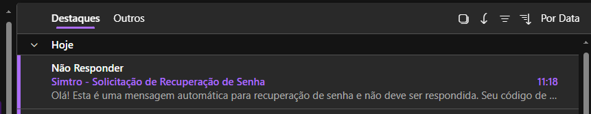 Tela de Esqueci Minha Senha 3 