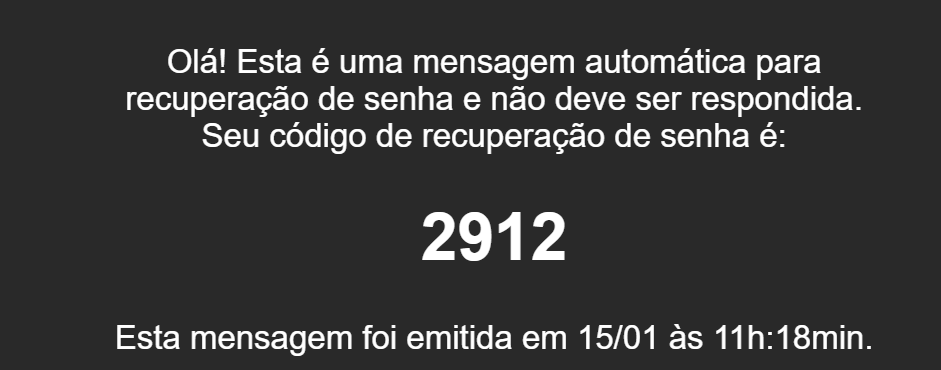 Tela de Esqueci Minha Senha 4 