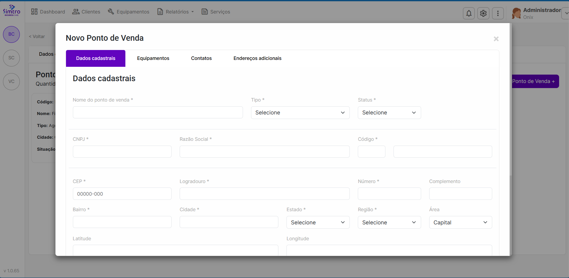 Dados Cadastrais do PDV
