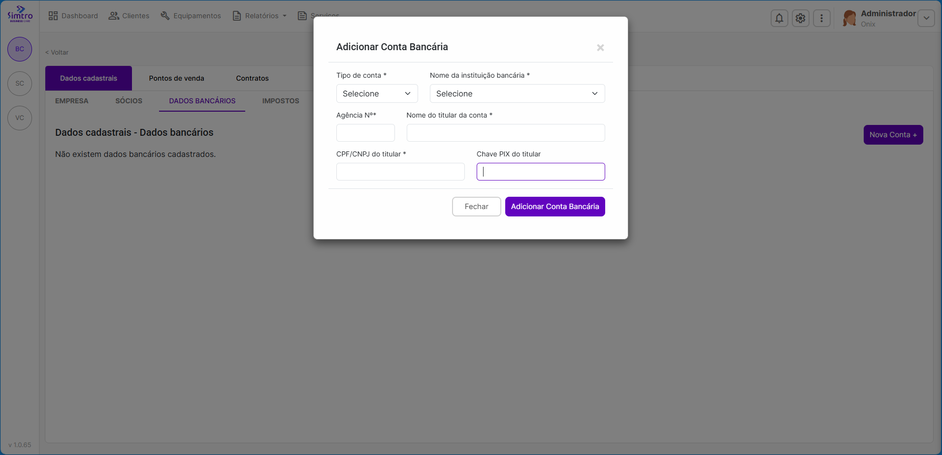 Aba Dados Bancários